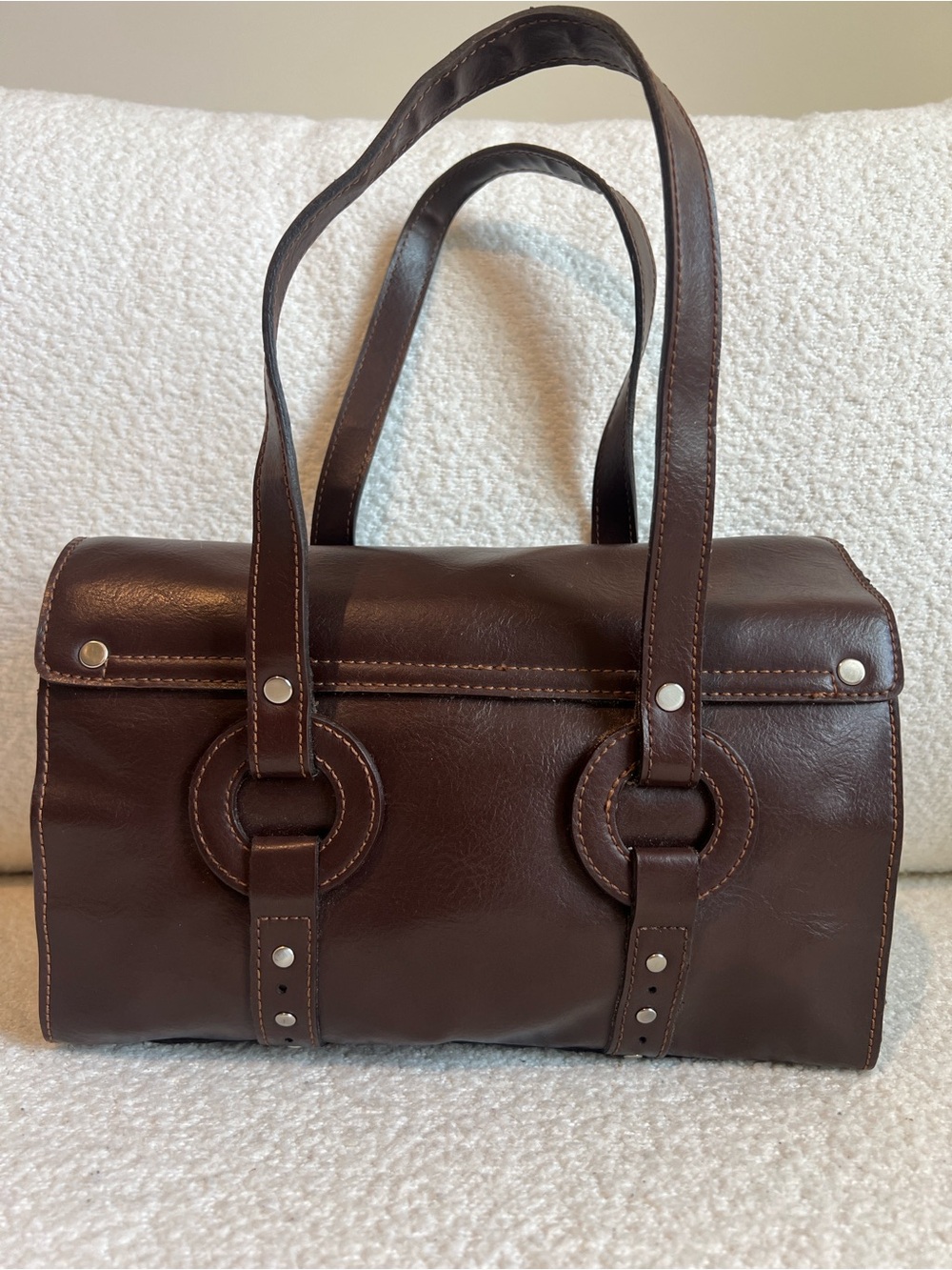 Vintage Jones New York Y2K Brown Top Handle Satchel Bag